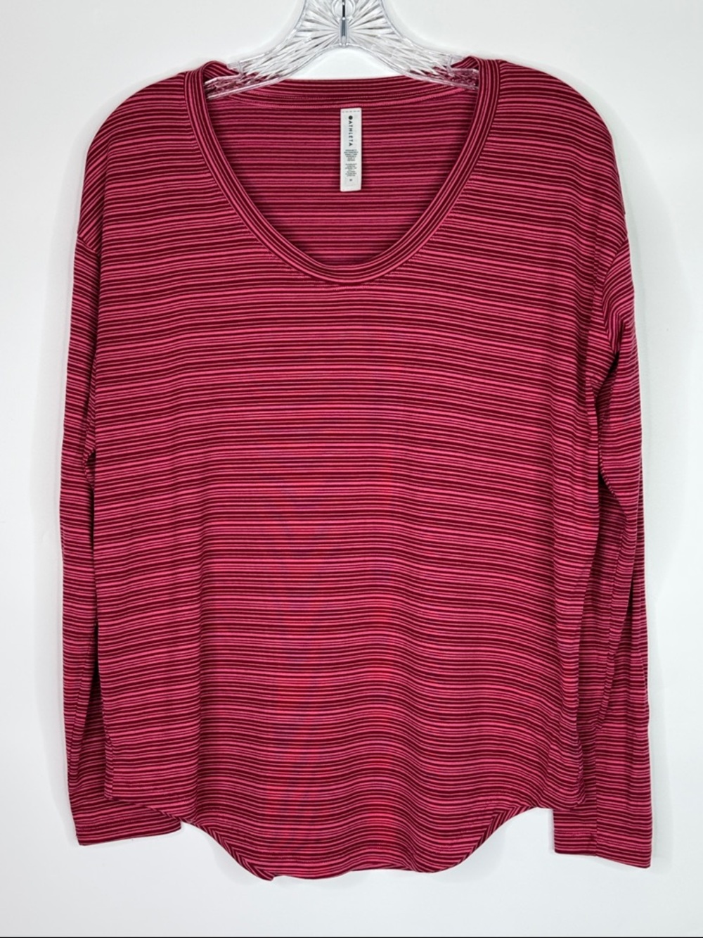 Athleta Cloudlight Stratus Striped Pink Top Size Medium